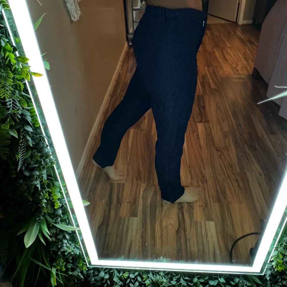 Nina Ricci Midnight Blue Floral Lace Textured Slacks - Picture 2 of 8